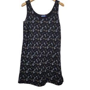 Sun Bay anchor‎ print black dress with pockets Size small